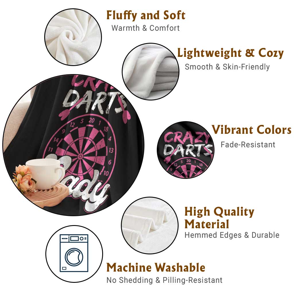 Crazy Darts Lady Bullseye Dart Shooting Throw Blanket Female Dartist Gift TS12 Print Your Wear