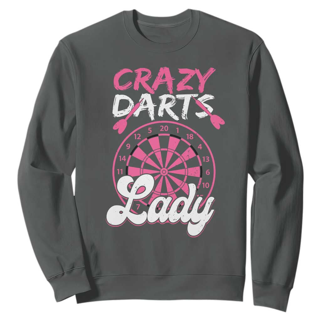 Crazy Darts Lady Bullseye Dart Shooting Sweatshirt Female Dartist Gift TS12 Dark Heather Print Your Wear