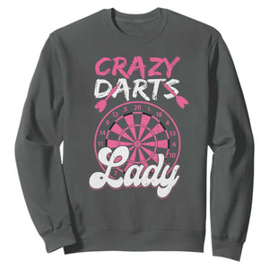 Crazy Darts Lady Bullseye Dart Shooting Sweatshirt Female Dartist Gift TS12 Dark Heather Print Your Wear
