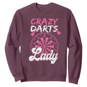 Crazy Darts Lady Bullseye Dart Shooting Sweatshirt Female Dartist Gift TS12 Maroon Print Your Wear