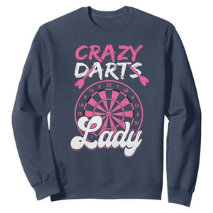 Crazy Darts Lady Bullseye Dart Shooting Sweatshirt Female Dartist Gift TS12 Navy Print Your Wear