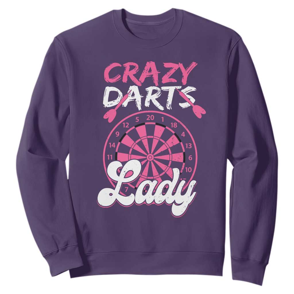 Crazy Darts Lady Bullseye Dart Shooting Sweatshirt Female Dartist Gift TS12 Purple Print Your Wear