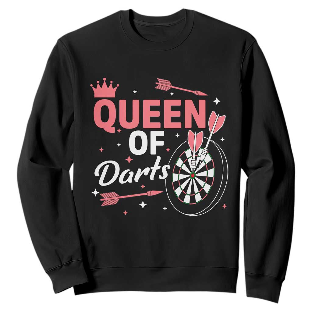 Queen Of Darts Bullseye Shooter Sweatshirt Female Dartist Gift TS12 Black Print Your Wear