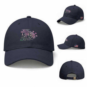 Never Underestimate A Girl With Dart Baseball Cap Sports Lover Gift TS12 Baseball Cap Universal Fit Navy Print Your Wear