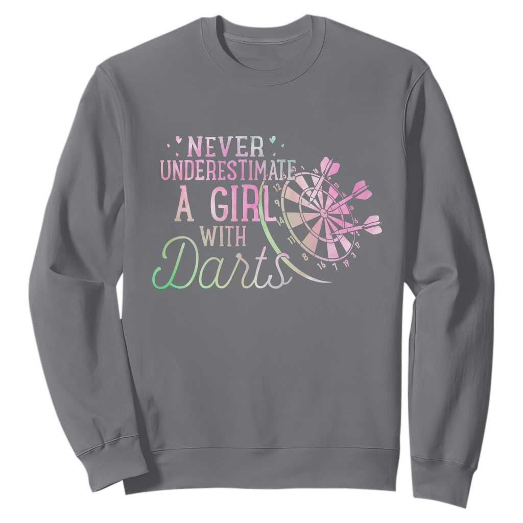 Never Underestimate A Girl With Dart Sweatshirt Sports Lover Gift TS12 Charcoal Print Your Wear