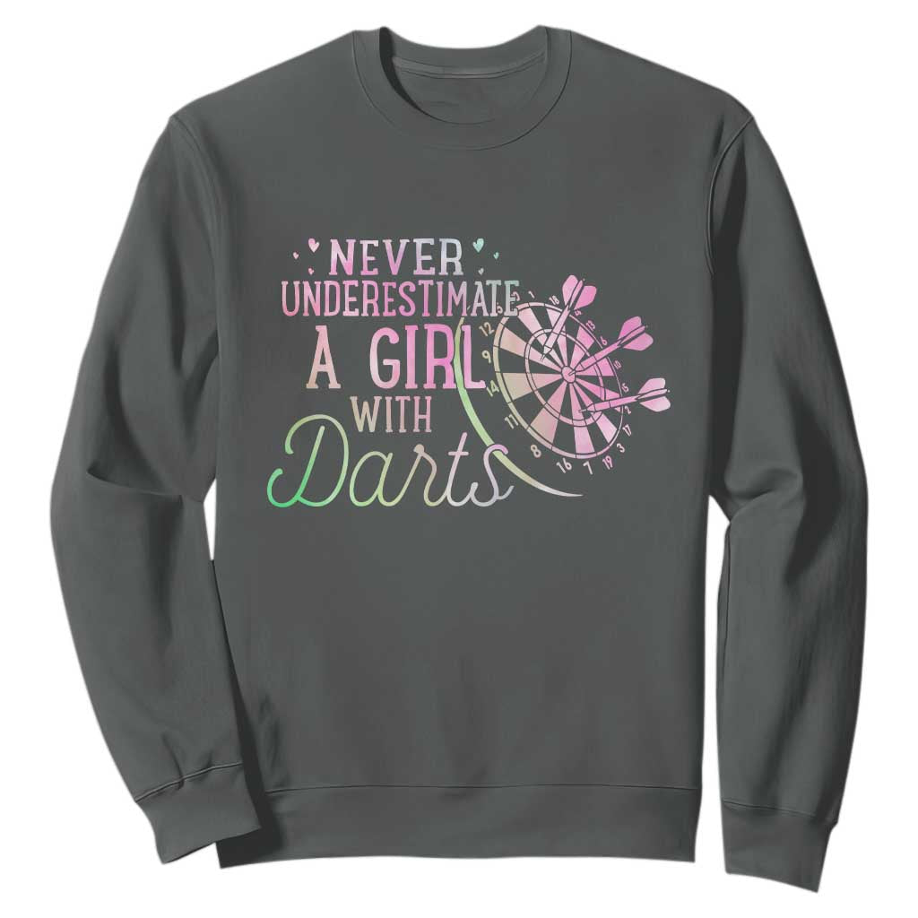 Never Underestimate A Girl With Dart Sweatshirt Sports Lover Gift TS12 Dark Heather Print Your Wear