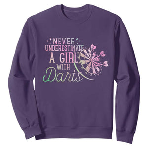 Never Underestimate A Girl With Dart Sweatshirt Sports Lover Gift TS12 Purple Print Your Wear