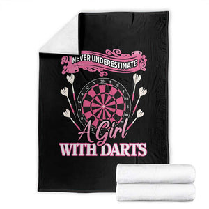 Never Underestimate A Girl Dart Player Gift Idea Throw Blanket TS12 Black Print Your Wear