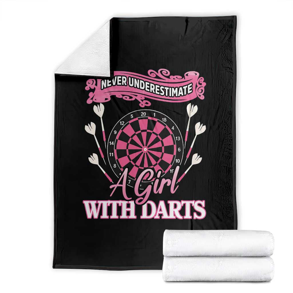 Never Underestimate A Girl Dart Player Gift Idea Throw Blanket TS12 Black Print Your Wear