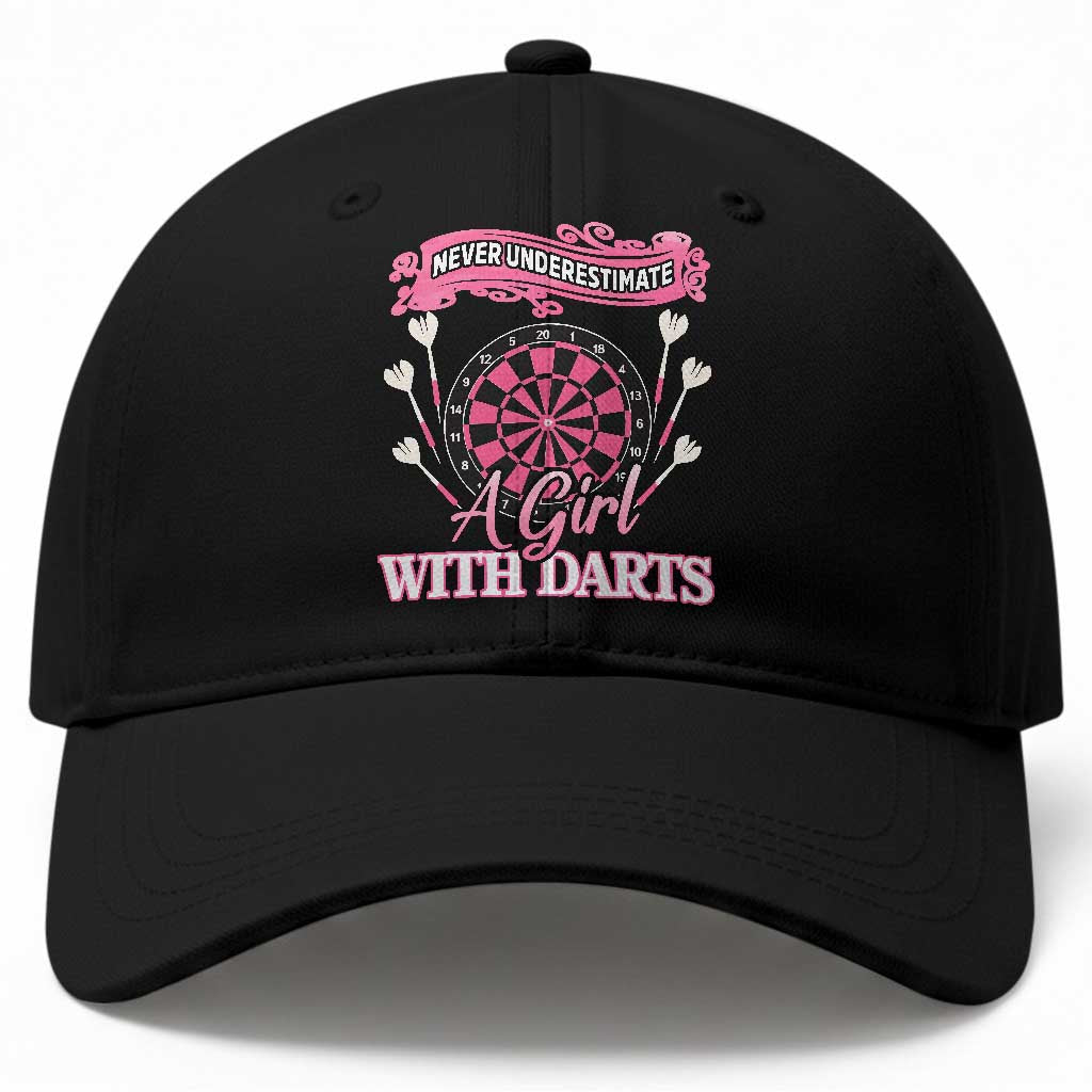 Never Underestimate A Girl Dart Player Gift Idea Baseball Cap TS12 Print Your Wear