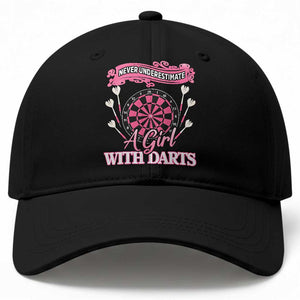 Never Underestimate A Girl Dart Player Gift Idea Baseball Cap TS12 Print Your Wear
