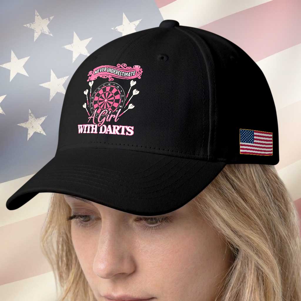 Never Underestimate A Girl Dart Player Gift Idea Baseball Cap TS12 Print Your Wear