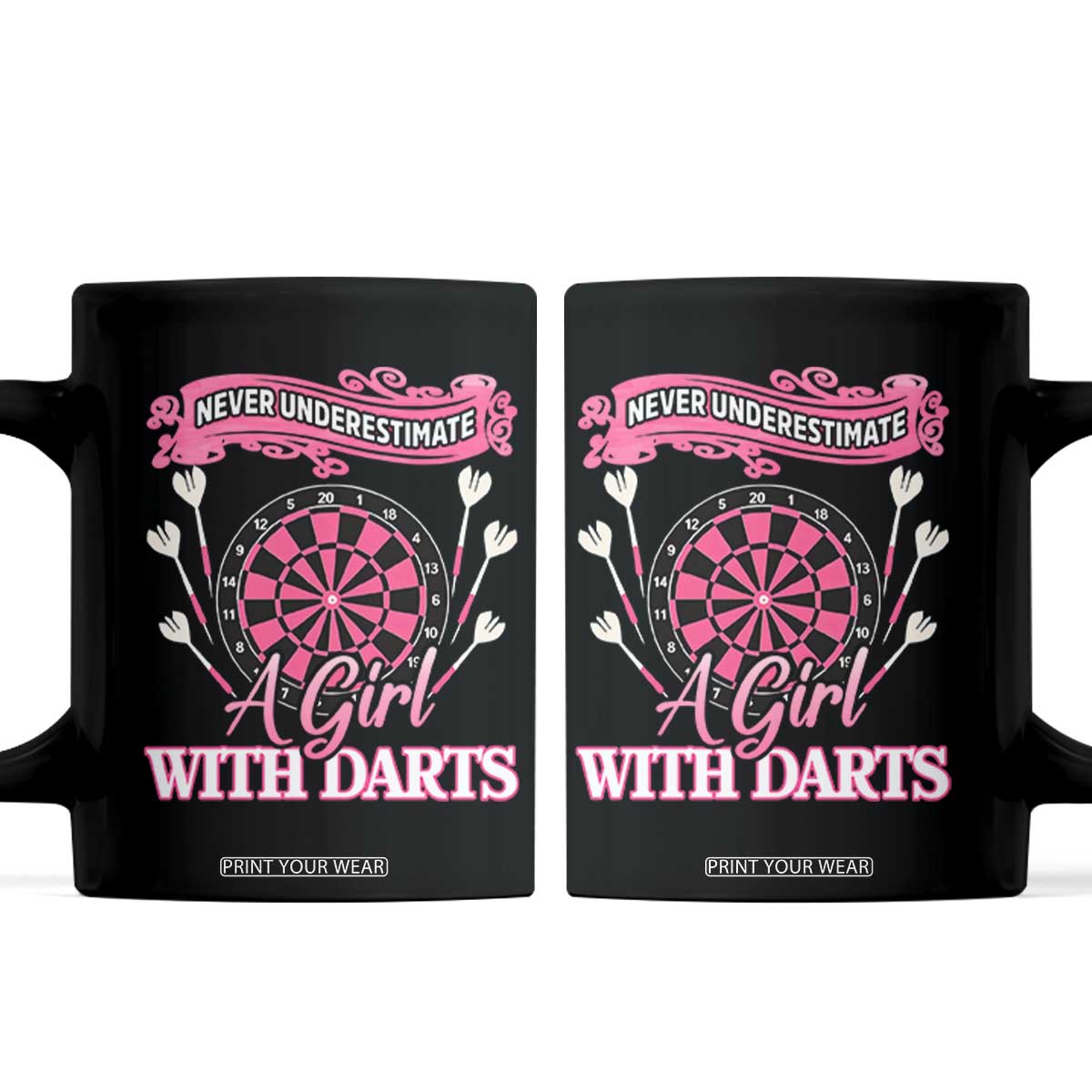 Never Underestimate A Girl Dart Player Gift Idea Coffee Mug TS12 Black Print Your Wear