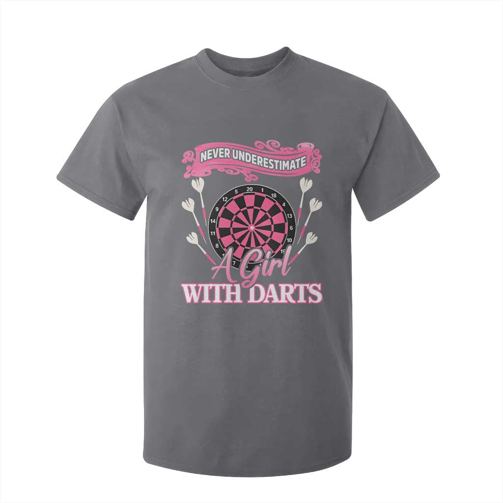 Never Underestimate A Girl Dart Player Gift Idea T Shirt For Kid TS12 Charcoal Print Your Wear