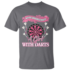 Never Underestimate A Girl Dart Player Gift Idea T Shirt TS12 Charcoal Print Your Wear