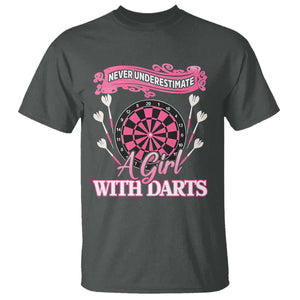 Never Underestimate A Girl Dart Player Gift Idea T Shirt TS12 Dark Heather Print Your Wear