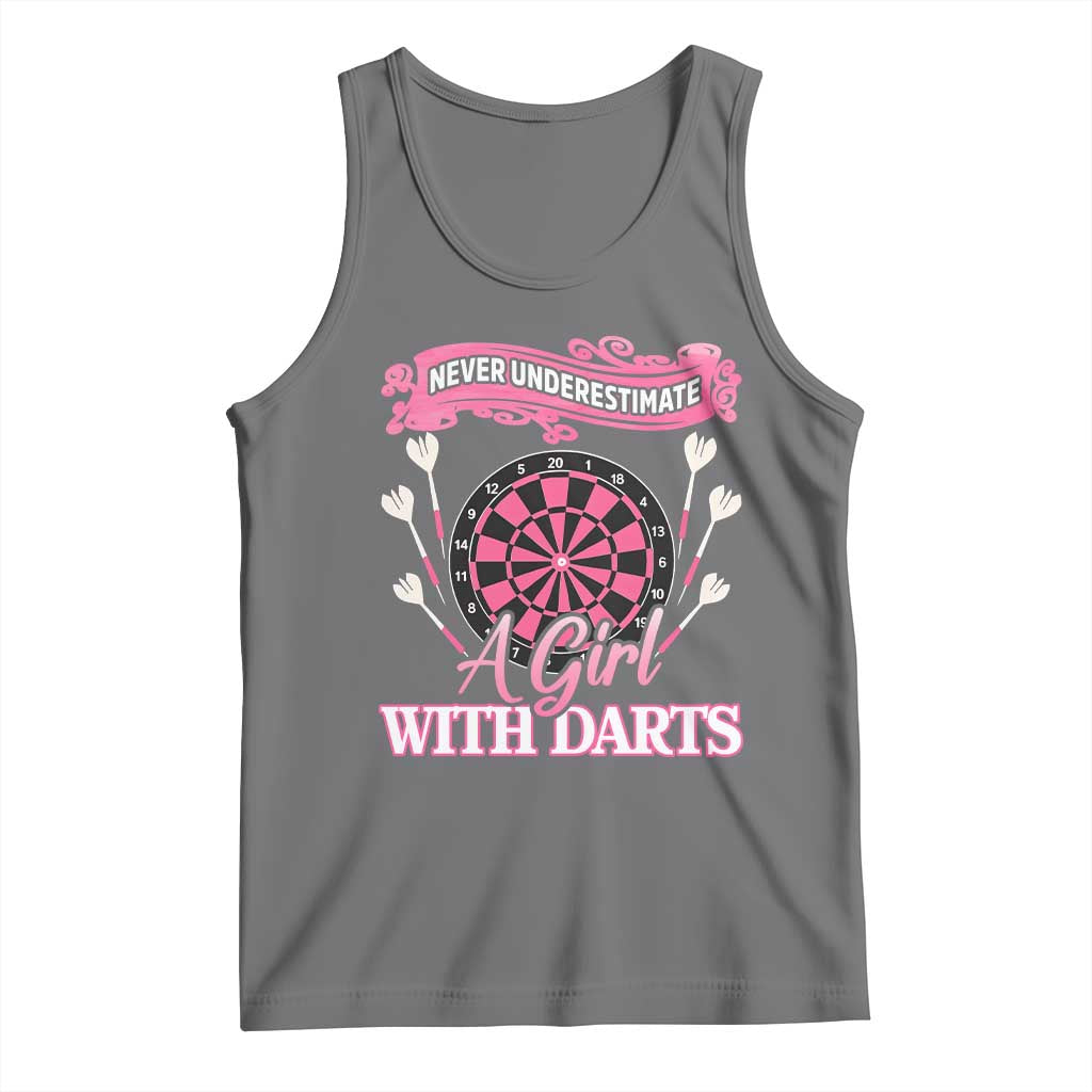 Never Underestimate A Girl Dart Player Gift Idea Tank Top TS12 Black Heather Print Your Wear