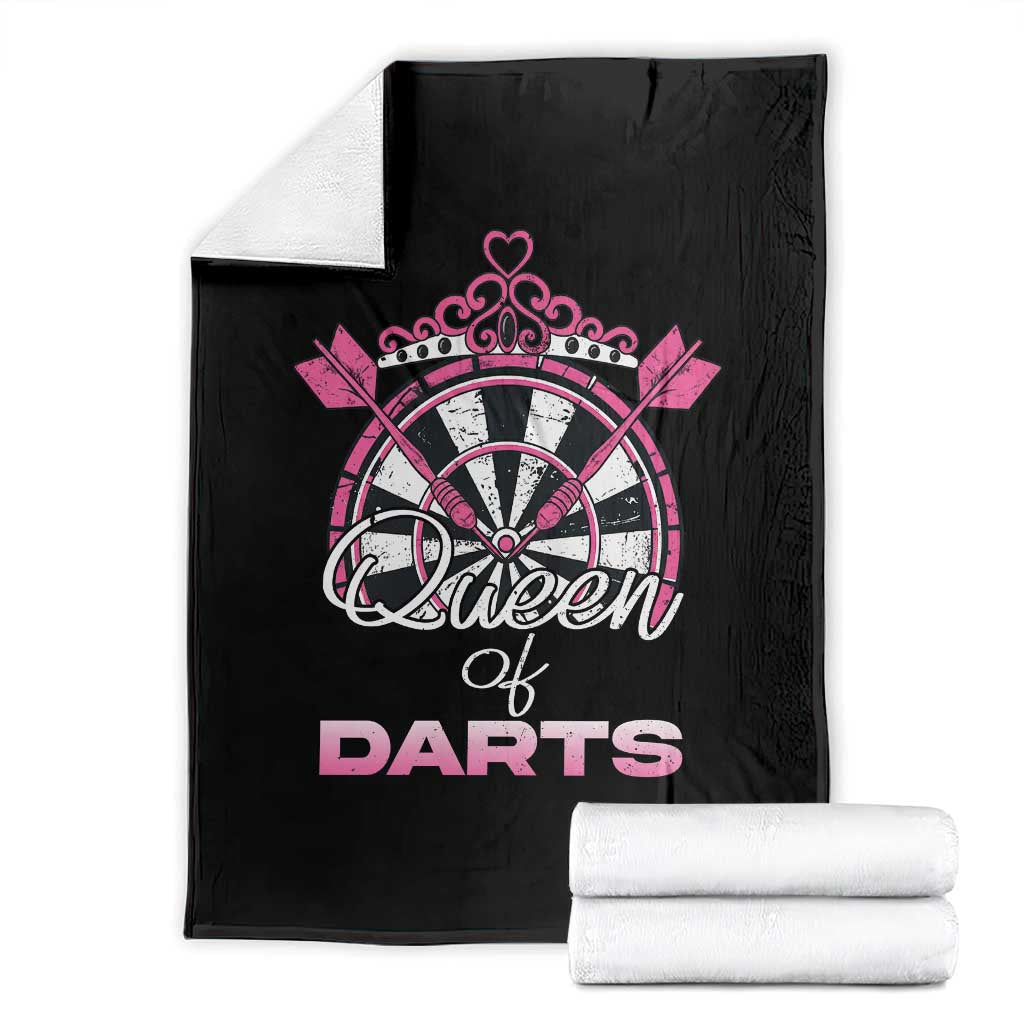 Queen Of Darts Throw Blanket Funny Dart Gift For Women TS12 Black Print Your Wear