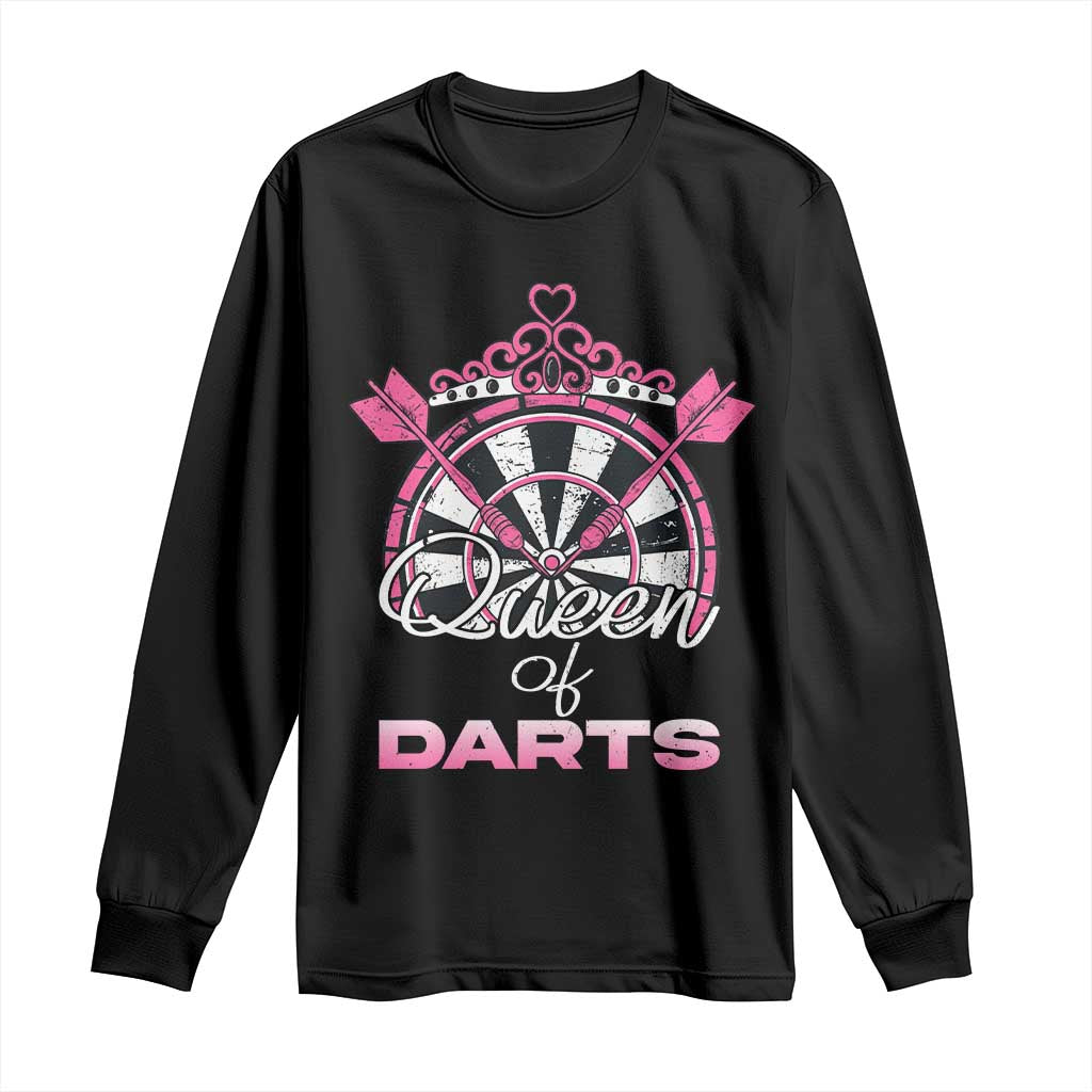 Queen Of Darts Long Sleeve Shirt Funny Dart Gift For Women TS12 Black Print Your Wear