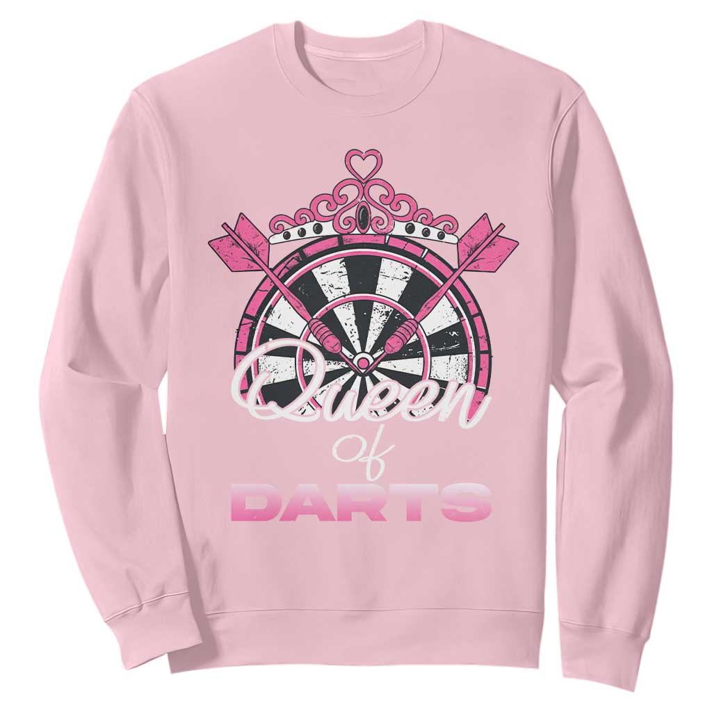 Queen Of Darts Sweatshirt Funny Dart Gift For Women TS12 Light Pink Print Your Wear