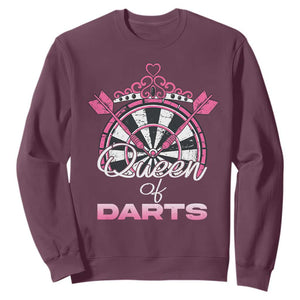 Queen Of Darts Sweatshirt Funny Dart Gift For Women TS12 Maroon Print Your Wear