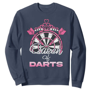 Queen Of Darts Sweatshirt Funny Dart Gift For Women TS12 Navy Print Your Wear