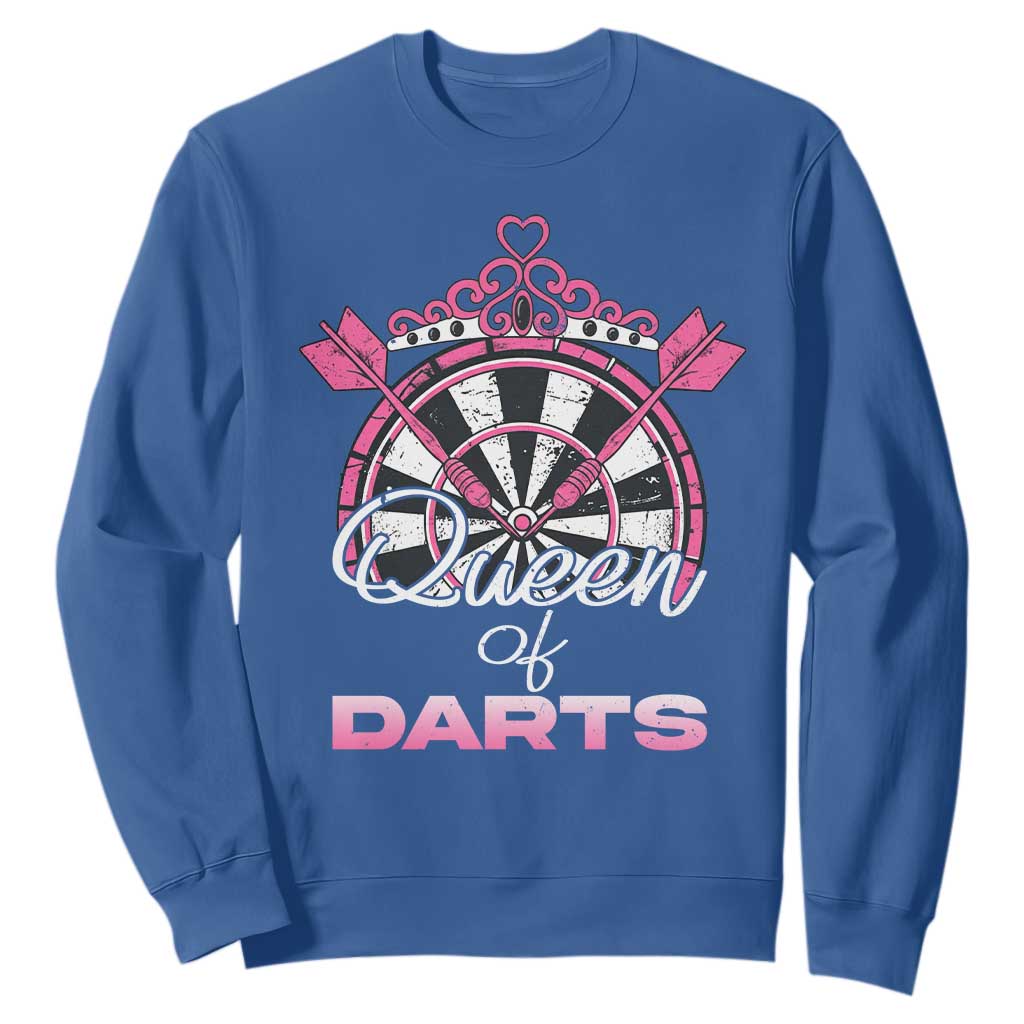 Queen Of Darts Sweatshirt Funny Dart Gift For Women TS12 Royal Blue Print Your Wear
