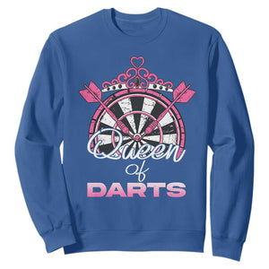 Queen Of Darts Sweatshirt Funny Dart Gift For Women TS12 Royal Blue Print Your Wear