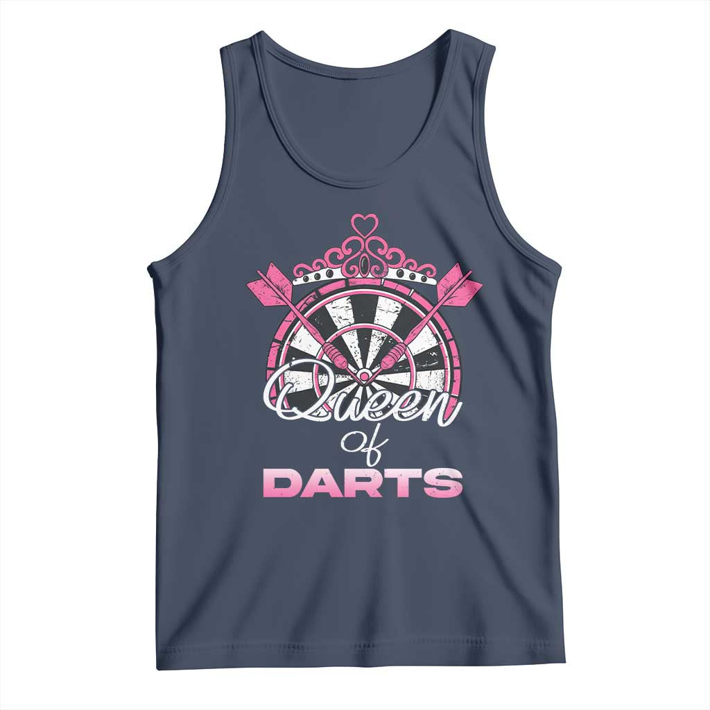 Queen Of Darts Tank Top Funny Dart Gift For Women TS12 Navy Print Your Wear