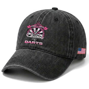 Queen Of Darts Washed Cotton Baseball Cap Funny Dart Gift For Women TS12 Print Your Wear