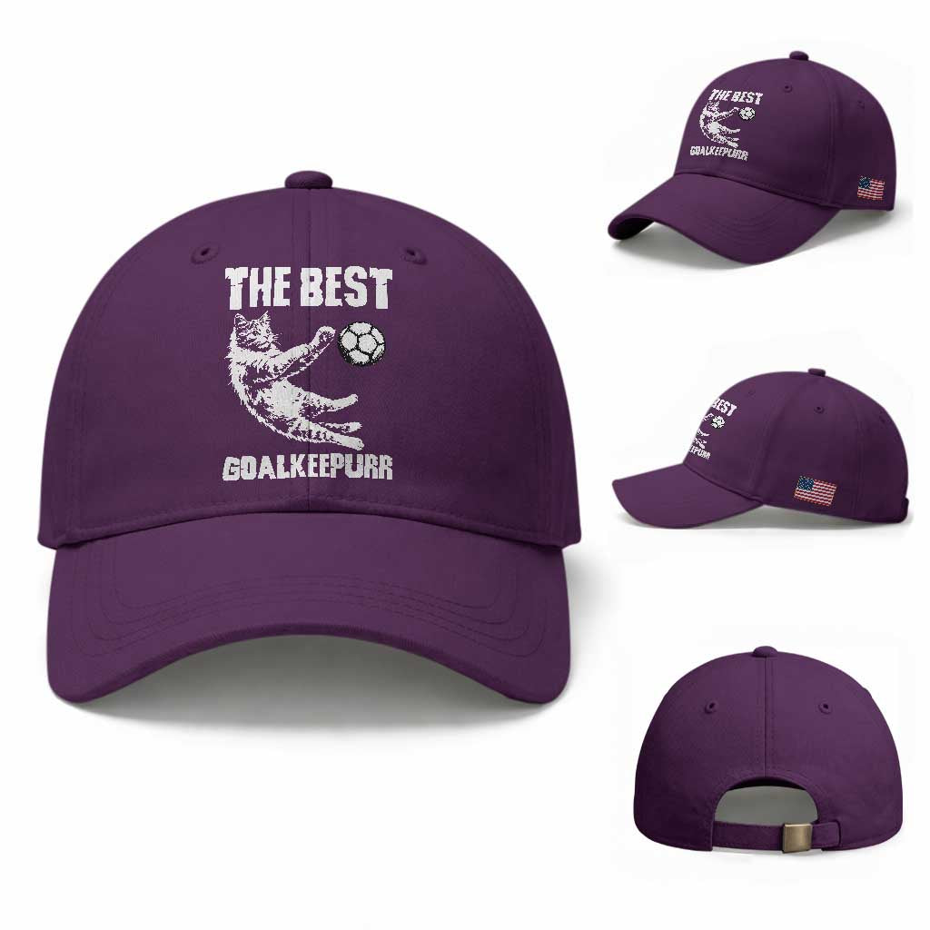 The Best Cat Goalkeeper Baseball Cap Soccer Player Gift TS12 Baseball Cap Universal Fit Purple Print Your Wear
