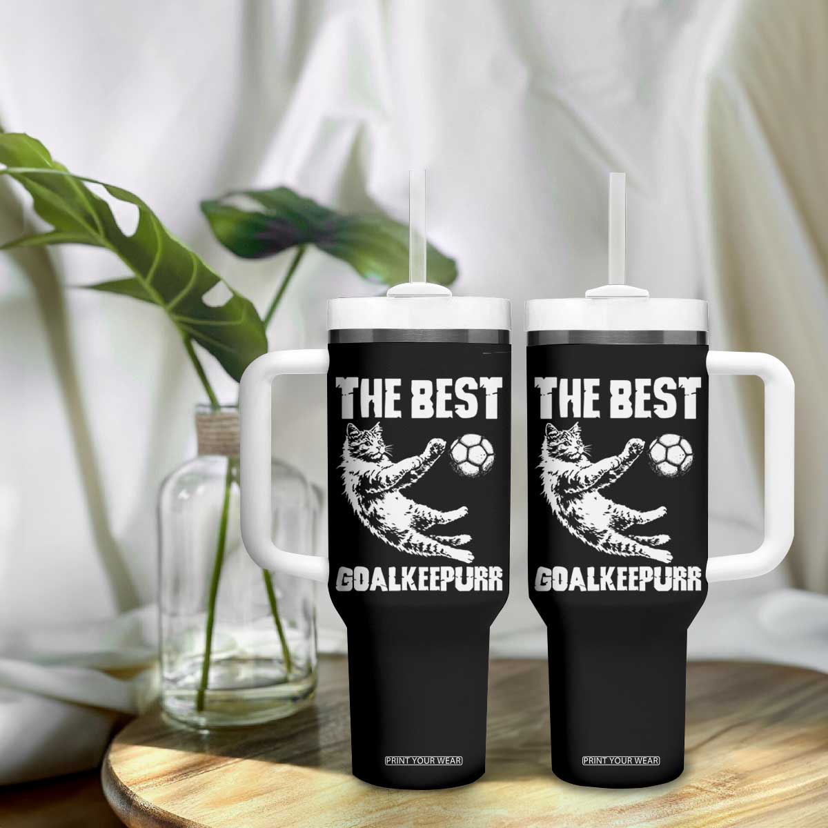 The Best Cat Goalkeeper Tumbler With Handle Soccer Player Gift TS12 Print Your Wear