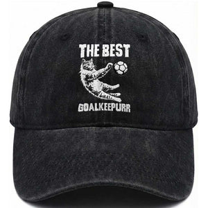 The Best Cat Goalkeeper Washed Cotton Baseball Cap Soccer Player Gift TS12 Print Your Wear