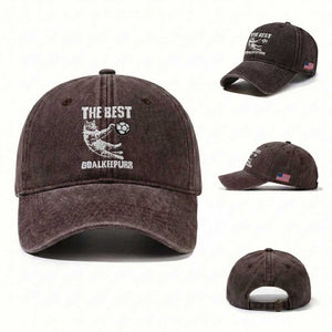 The Best Cat Goalkeeper Washed Cotton Baseball Cap Soccer Player Gift TS12 Washed Cap Universal Fit Dark Brown Print Your Wear