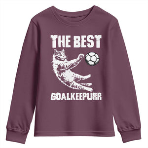 The Best Cat Goalkeeper Youth Sweatshirt Soccer Player Gift TS12 Maroon Print Your Wear