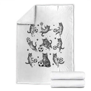 Funny Cat Soccer Player Throw Blanket Gift For Soccer Lovers TS12 White Print Your Wear