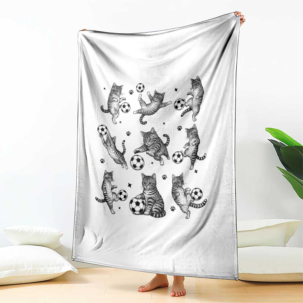 Funny Cat Soccer Player Throw Blanket Gift For Soccer Lovers TS12 Print Your Wear