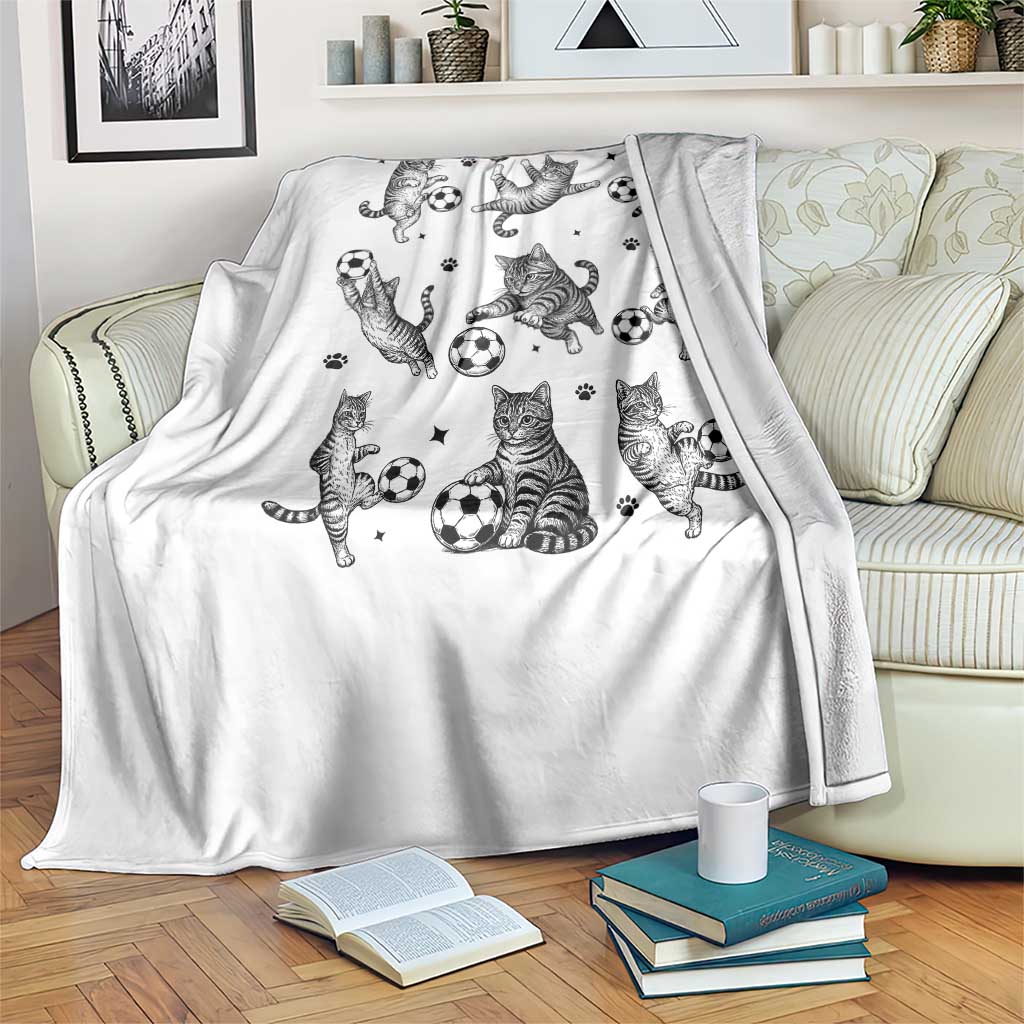 Funny Cat Soccer Player Throw Blanket Gift For Soccer Lovers TS12 Print Your Wear