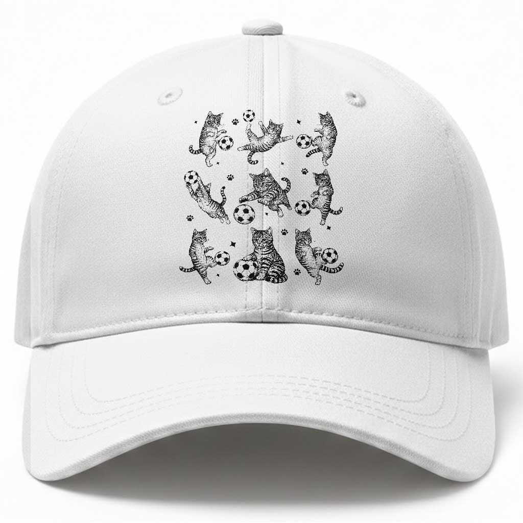 Funny Cat Soccer Player Baseball Cap Gift For Soccer Lovers TS12 Print Your Wear