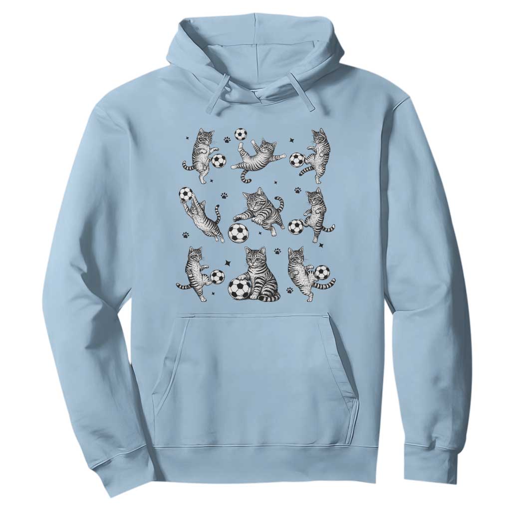 Funny Cat Soccer Player Hoodie Gift For Soccer Lovers TS12 Light Blue Print Your Wear