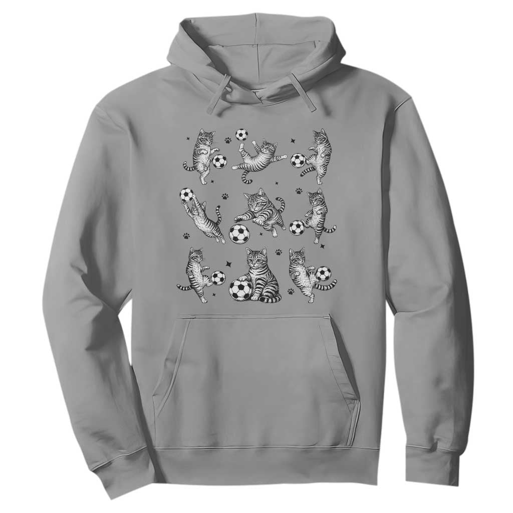 Funny Cat Soccer Player Hoodie Gift For Soccer Lovers TS12 Sport Gray Print Your Wear