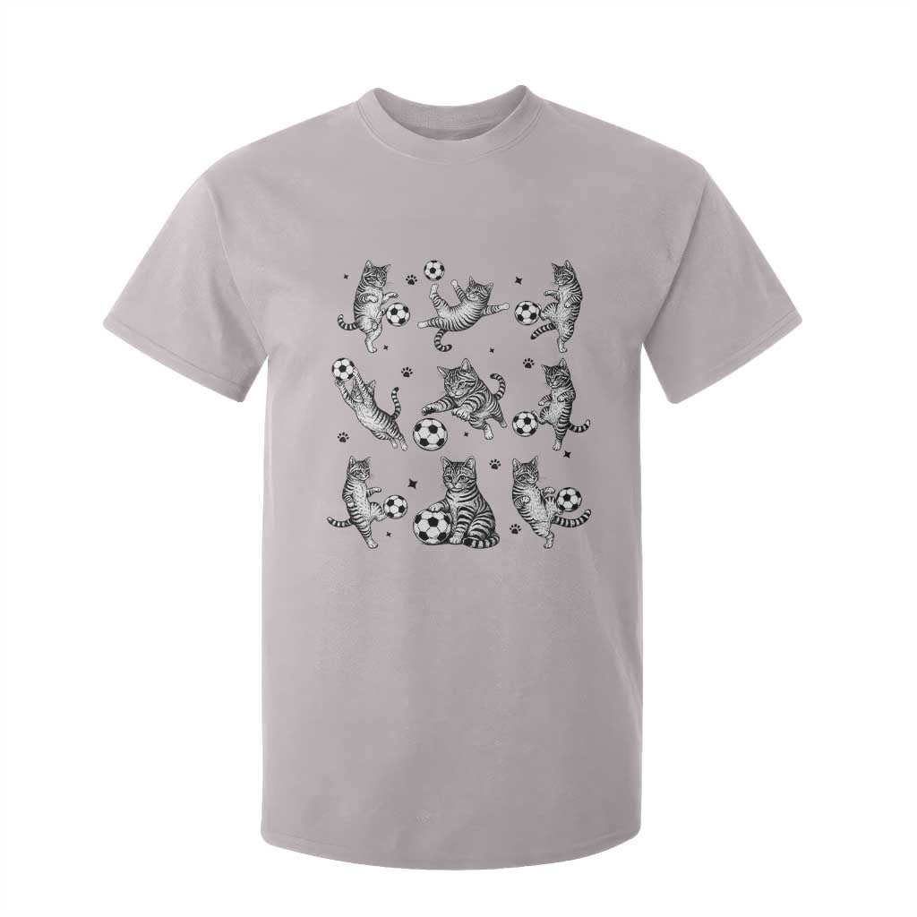 Funny Cat Soccer Player T Shirt For Kid Gift For Soccer Lovers TS12 Ice Gray Print Your Wear
