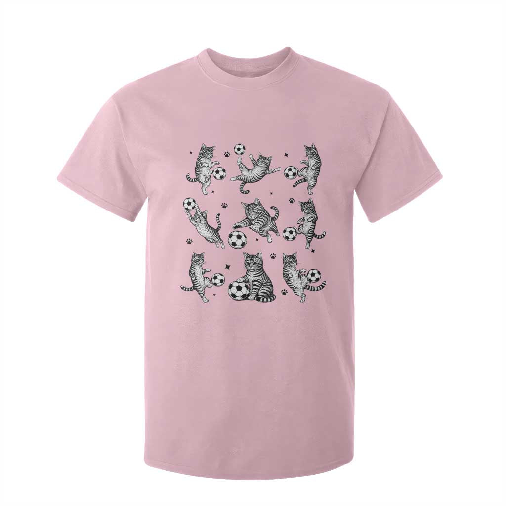 Funny Cat Soccer Player T Shirt For Kid Gift For Soccer Lovers TS12 Light Pink Print Your Wear