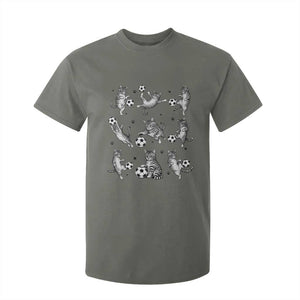 Funny Cat Soccer Player T Shirt For Kid Gift For Soccer Lovers TS12 Military Green Print Your Wear