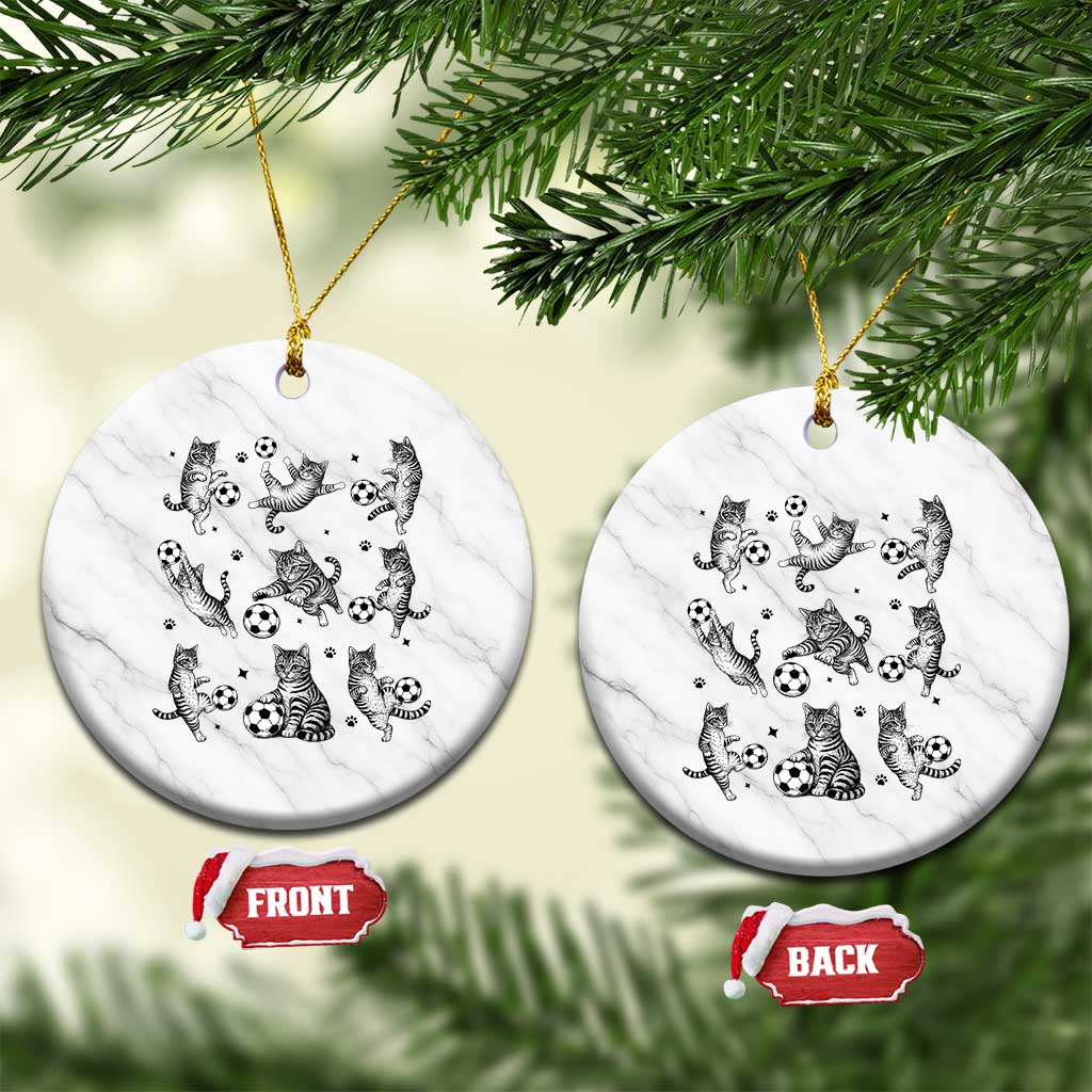 Funny Cat Soccer Player Ceramic Ornament Gift For Soccer Lovers TS12 1pc White Marble Print Your Wear