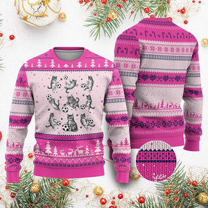 Funny Cat Soccer Player Ugly Christmas Sweater Gift For Soccer Lovers TS12 Hot Pink Print Your Wear