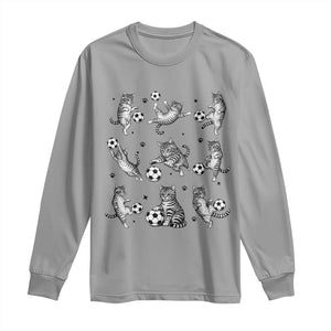 Funny Cat Soccer Player Long Sleeve Shirt Gift For Soccer Lovers TS12 Sport Gray Print Your Wear