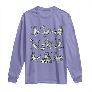 Funny Cat Soccer Player Long Sleeve Shirt Gift For Soccer Lovers TS12 Violet Print Your Wear