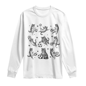 Funny Cat Soccer Player Long Sleeve Shirt Gift For Soccer Lovers TS12 White Print Your Wear