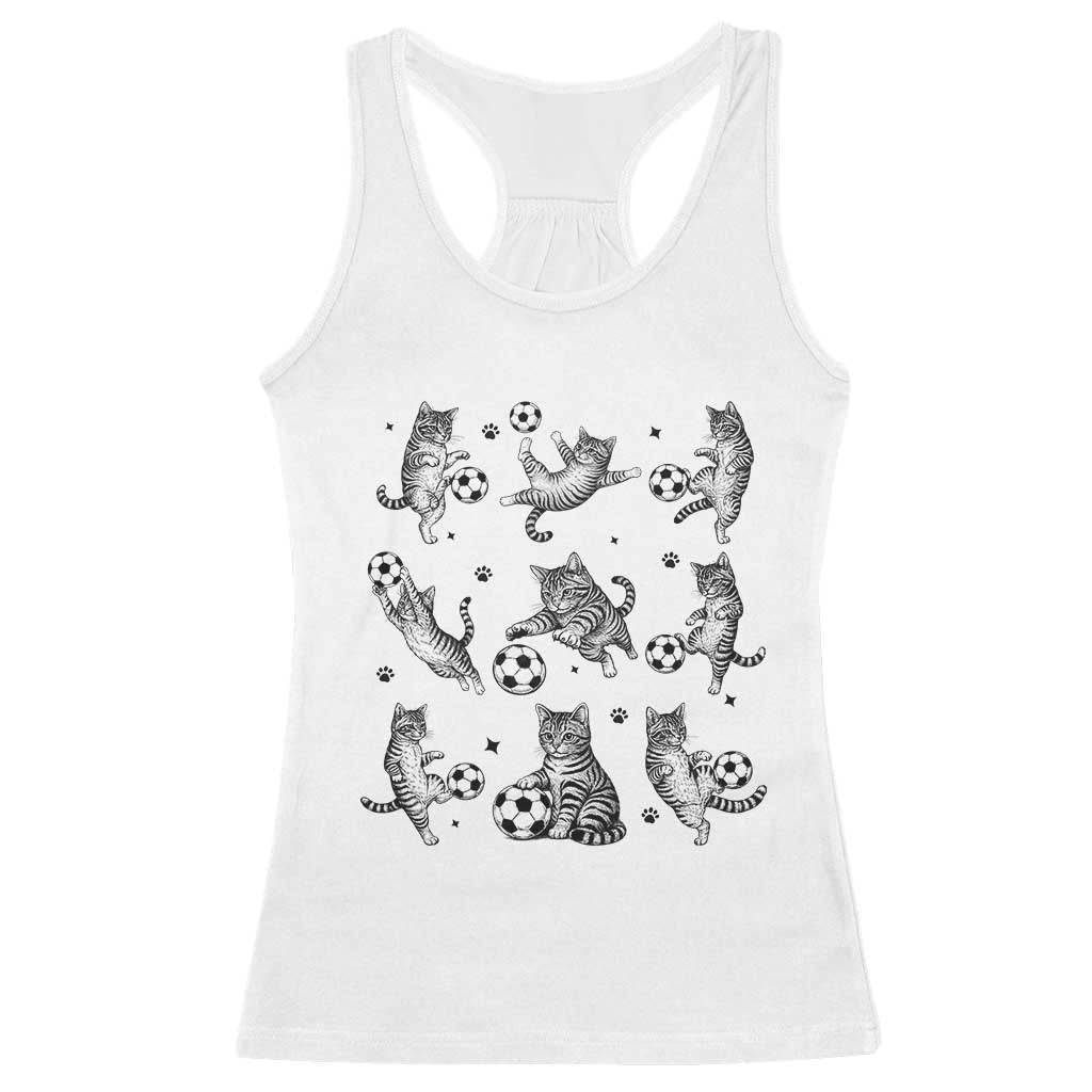 Funny Cat Soccer Player Racerback Tank Top Gift For Soccer Lovers TS12 White Print Your Wear